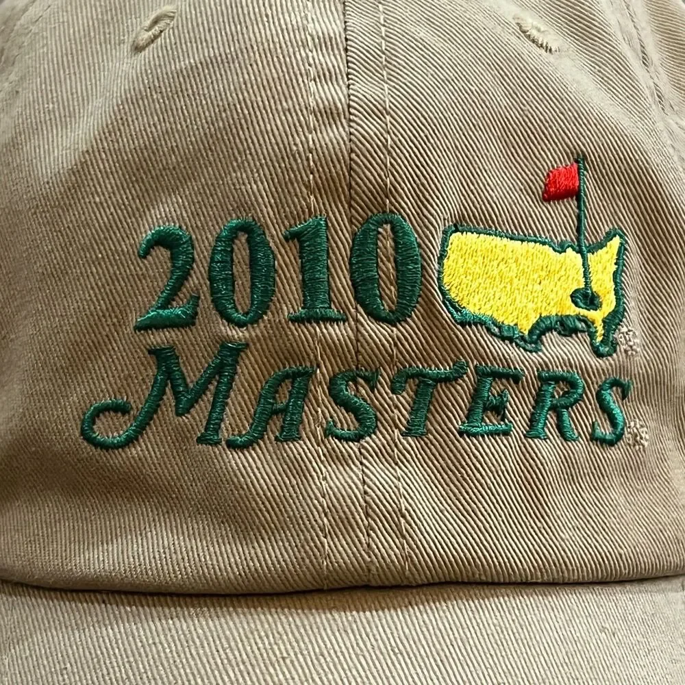 Vintage 2010 Masters Tan Khaki Hat Cap Quality Embroidered Phil Mickelson Winner - Picture 2 of 7